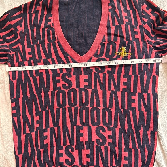 Vivienne Westwood V-Neck Sweater in Red and Black - Picture 8 of 8